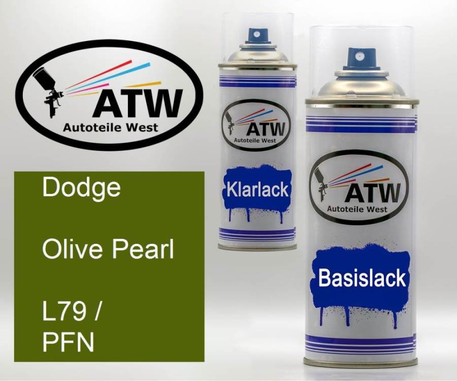 Dodge, Olive Pearl, L79 / PFN: 400ml Sprühdose + 400ml Klarlack - Set, von ATW Autoteile West.